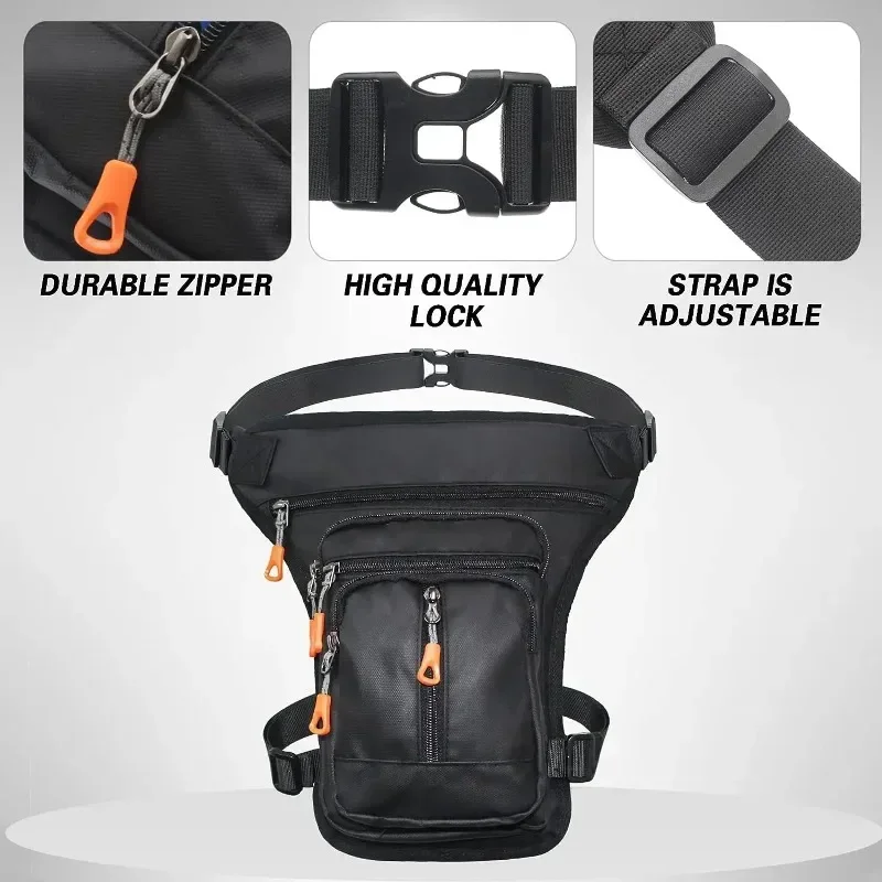 Bolsa de cintura caída para motocicleta, cinturón para muslo, cadera, impermeable, táctica, para viaje, celular/teléfono móvil, riñonera