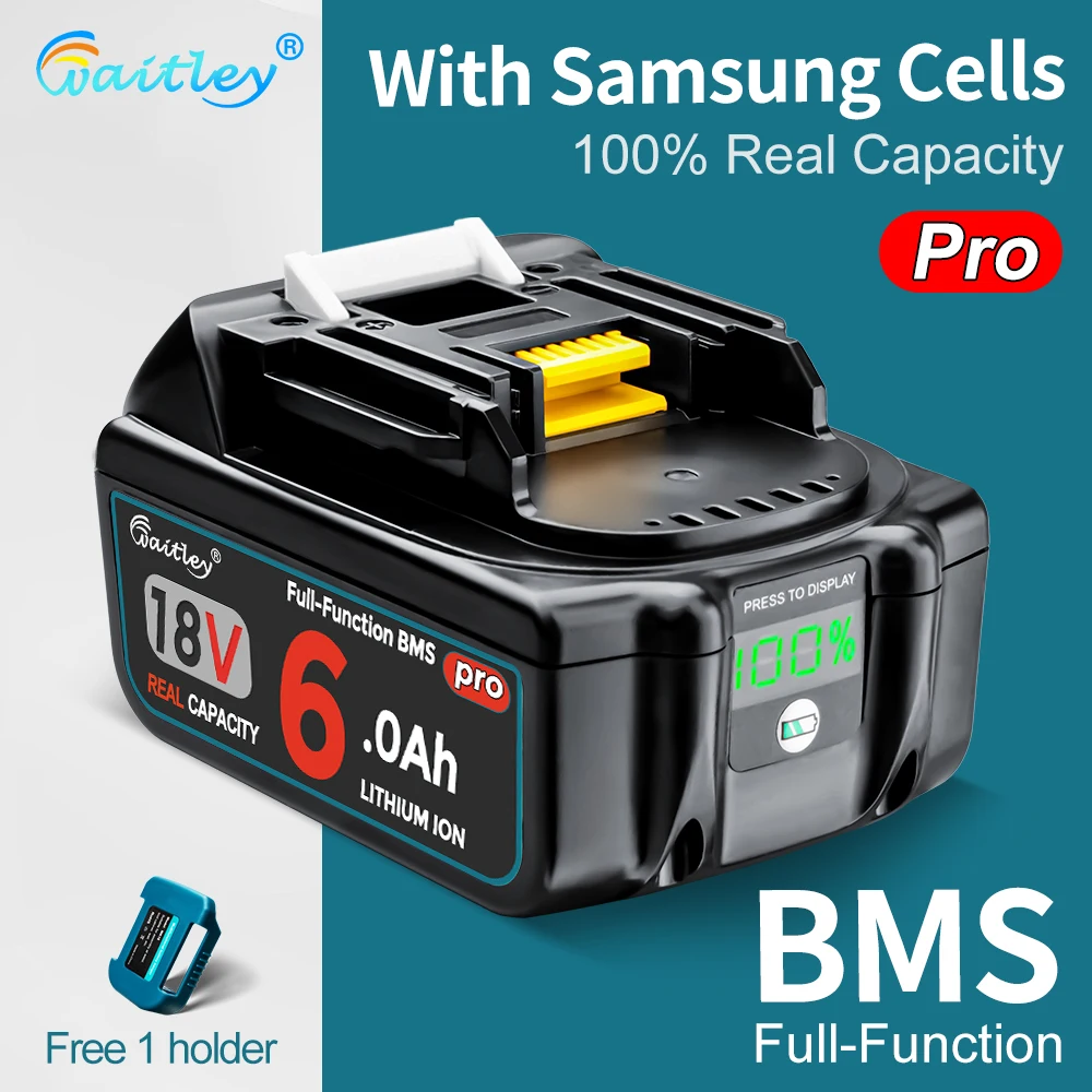 Waitley Battery Pro für Makita 18V Elektrowerkzeuge, wiederaufladbare Batterien mit Samsung-Zellen / Ersatzzubehör BL1860.