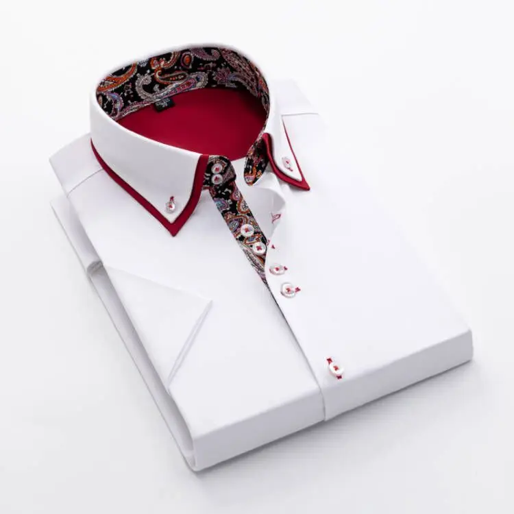

Trendy White Fashion Causal Wedding Groom Shirt Streetwear Men's Short Sleeve Slim-fitting No-iron Summer Shirts