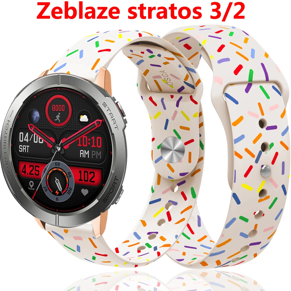 

Rainbow Silicone Watch Strap for Zeblaze Stratos 3 Stratos 2 Lite Wristband Candy Silicone Watch Strap Sports Watchband 22mm