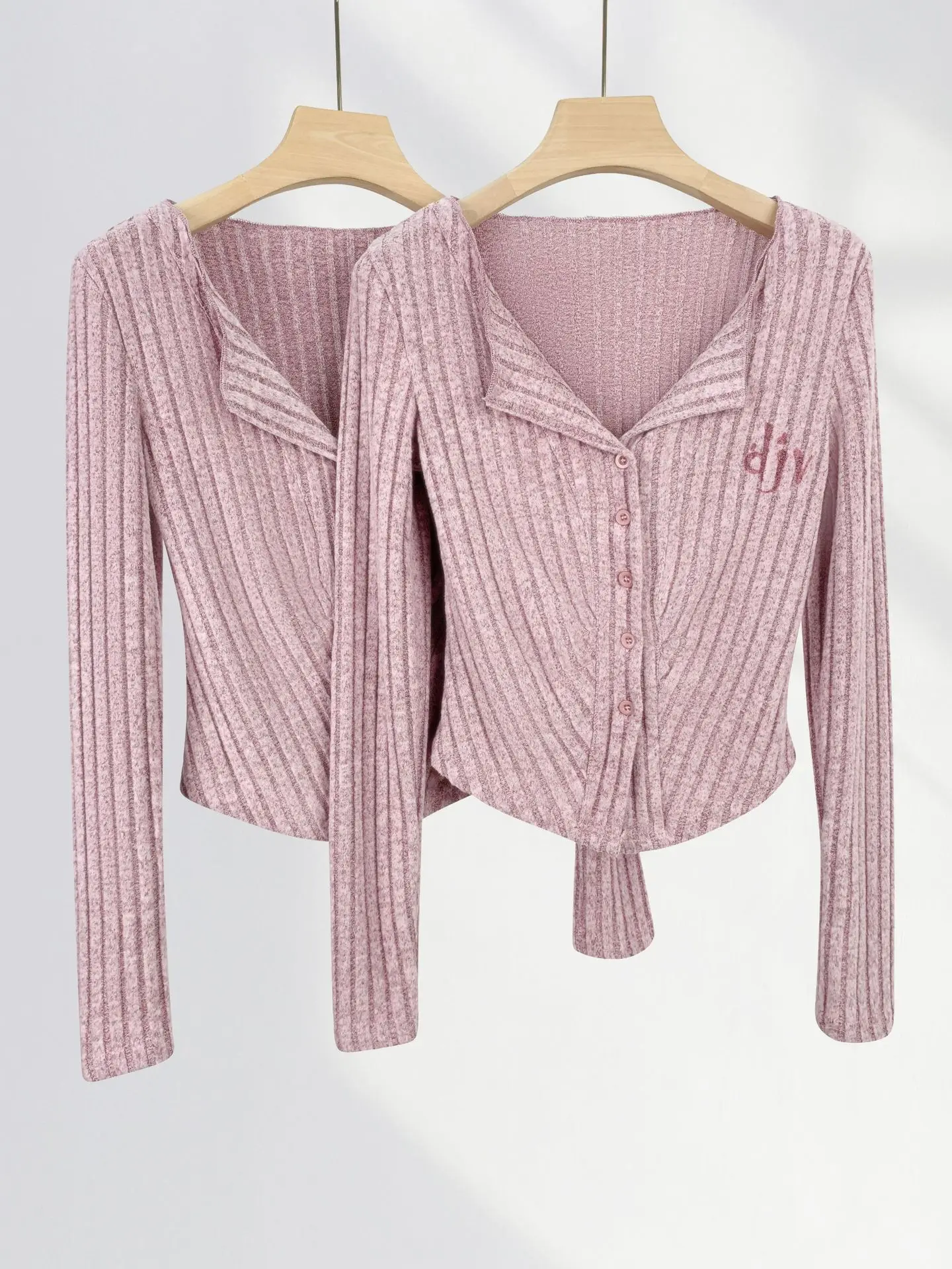 

Korean Style Pink Knitted Cardigans Women Spring Long Sleeve Single Breasted Slim Undershirt Sweet Gentle All-matched Sweater