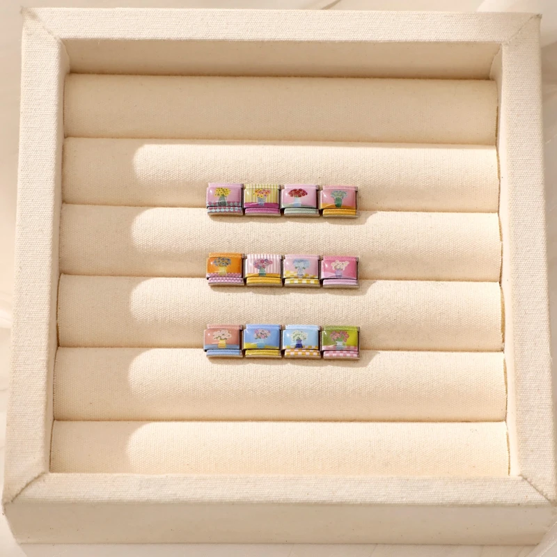 Y2K سحر الباندا الحب البيانو القط كرة القدم الإيطالية سحر الروابط صالح 9 مللي متر سوار الفولاذ المقاوم للصدأ DIY بها بنفسك صنع المجوهرات هدايا عيد الميلاد #1