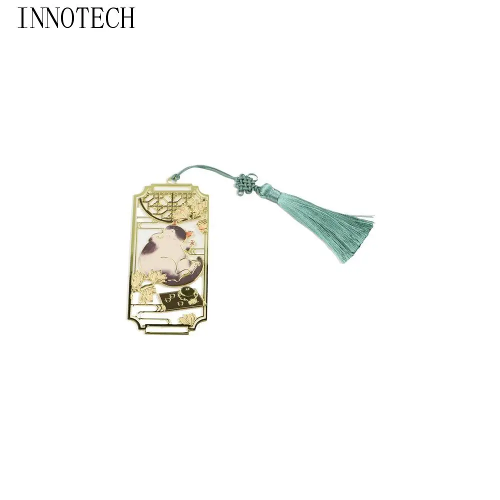 

Cat Hollowed Cat Bookmark Tassels Chinese Style Metal Reading Bookmark Flower Fashion Chinese Style Bookmarks Birthday Gift