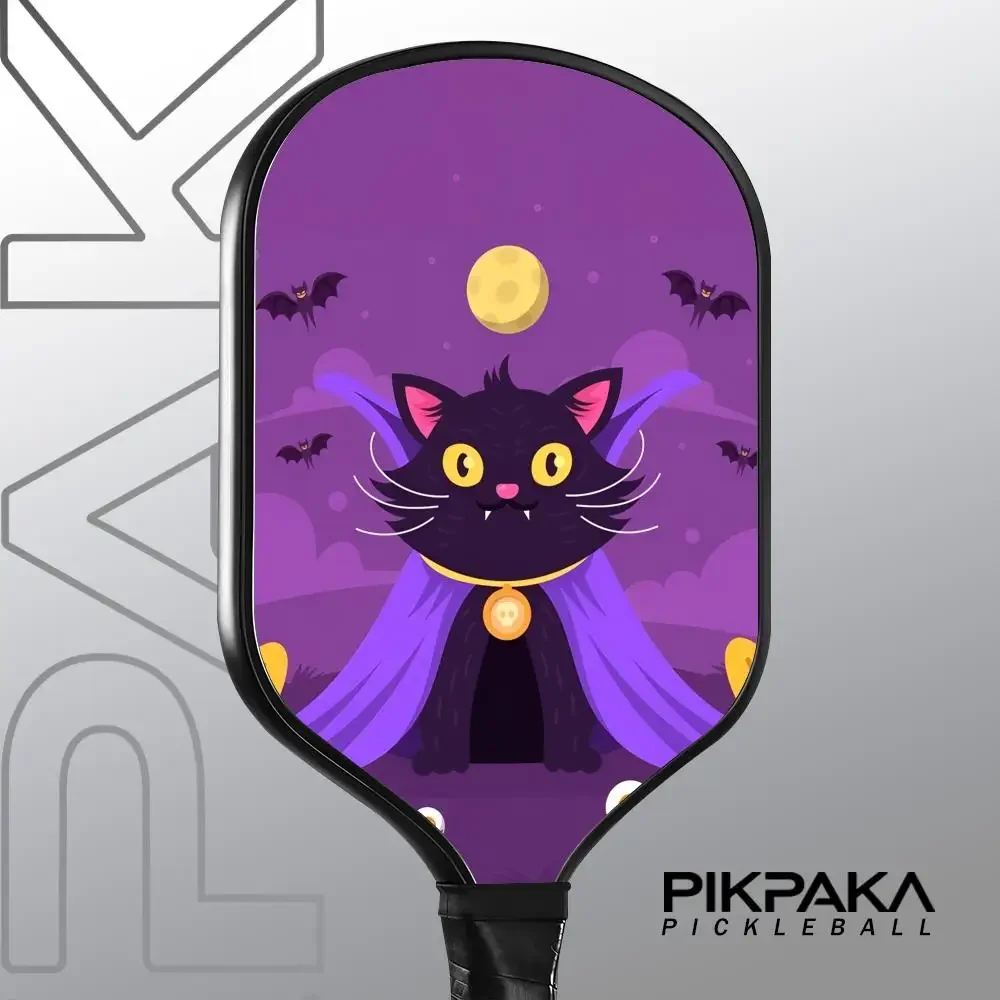 

Pickleball Paddle T700 Carbon Fiber 16MM Honeycomb Core Sandblasting Surface Comfort Grip Racket Halloween Purple Cat