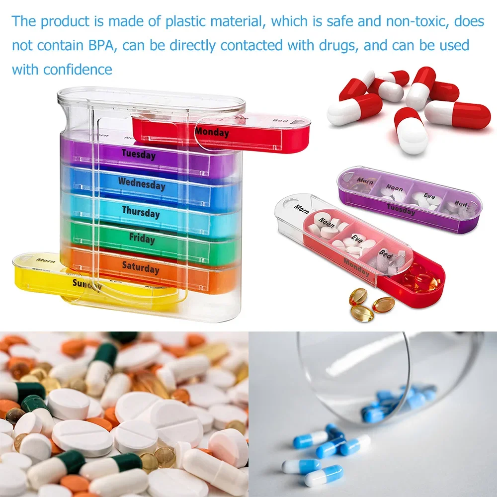 7 Days Pill Medicine Box Weekly Monthly Tablet Holder Storage Organizer Container Case Pill Box Splitters Pharmacy Pill Case