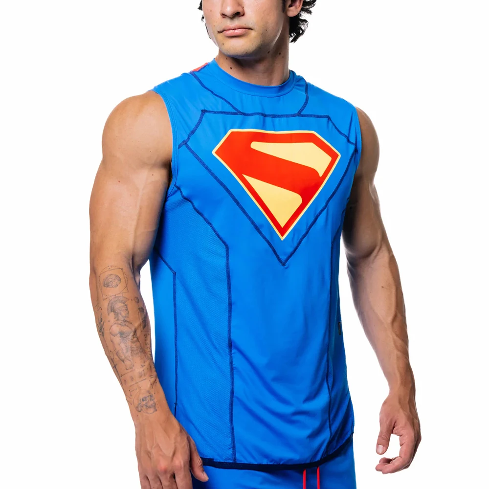 Nuevo chaleco de rendimiento de edición limitada de Superman, camiseta para correr y Fitness para hombre, chaleco deportivo de baloncesto transpirable de secado rápido de gran tamaño