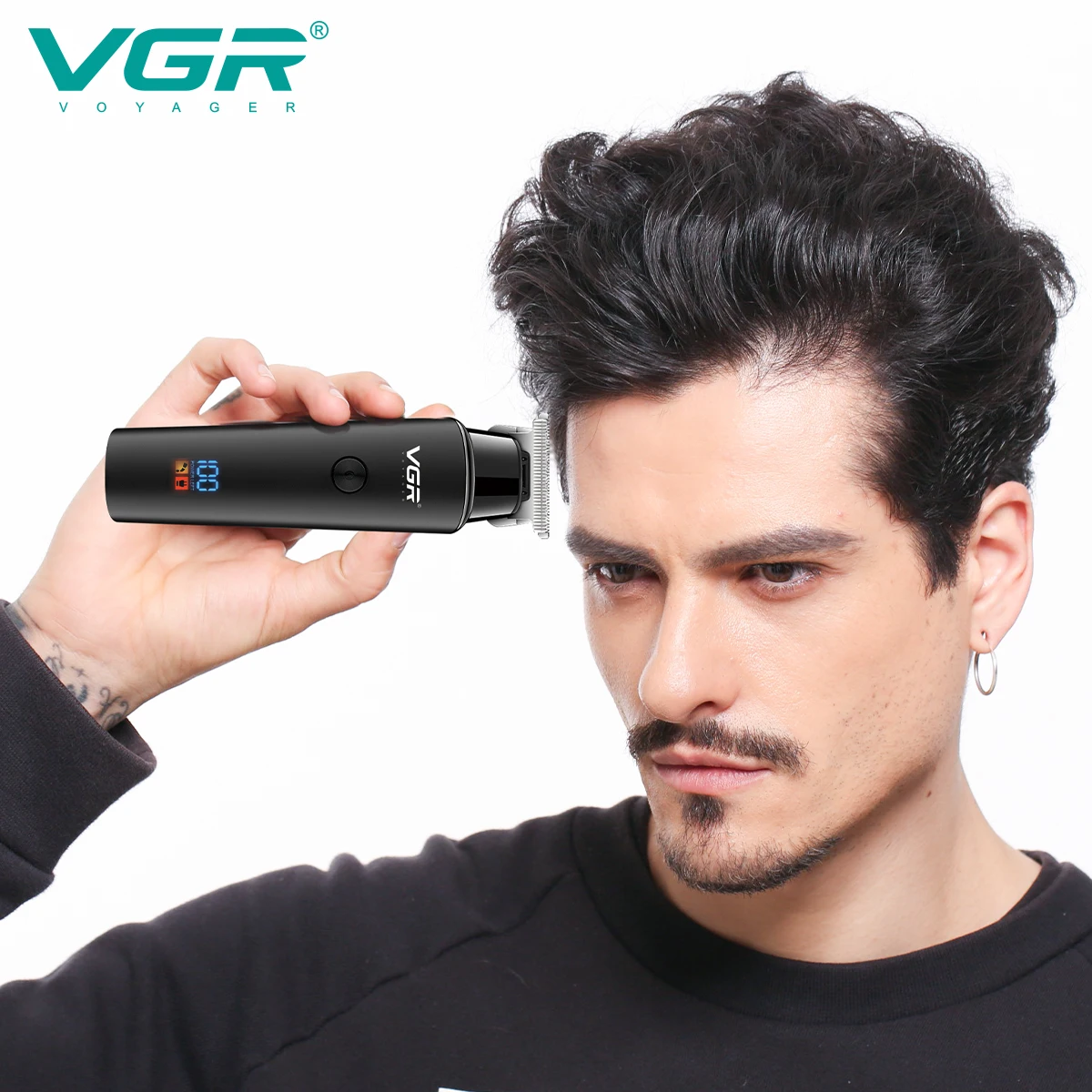 VGR Forcina per capelli Capelli con lama a T Trimmer Professionale 0 mm Rasoio da barba Elettrico Ricaricabile Macchina da Taglio Zero per Uomo V-683