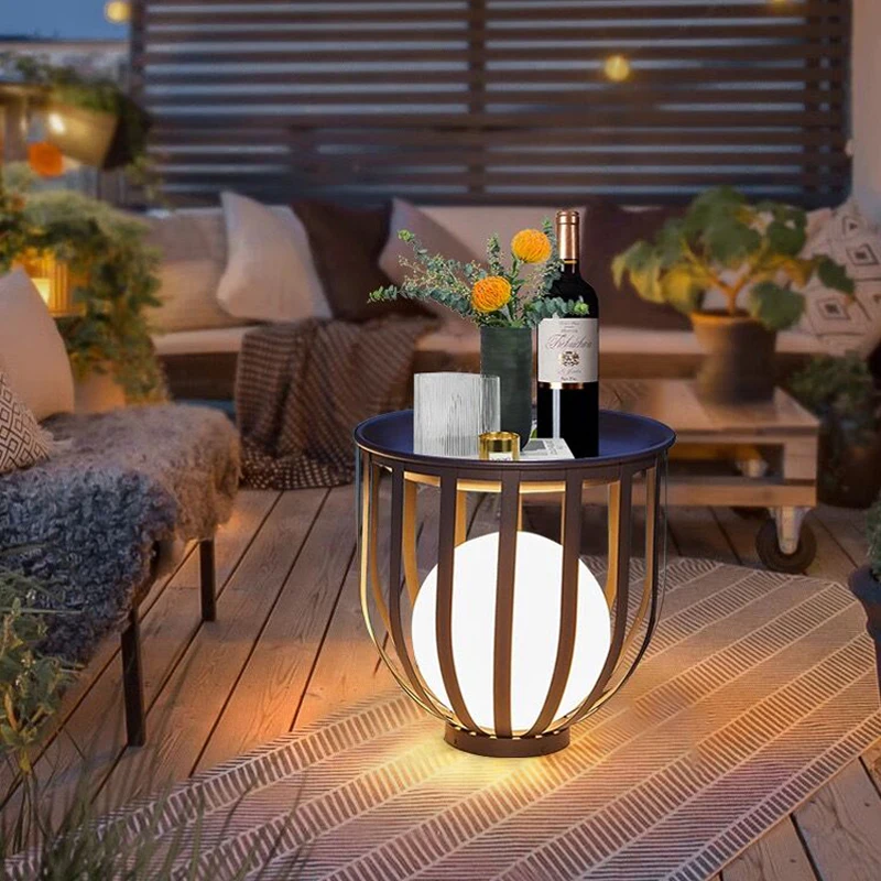 Modern Garden Tea Table Light Waterproof Lawn Lamp Solar Energy LED Landscape Lamp Outdoor Atmosphere Floor Lighting