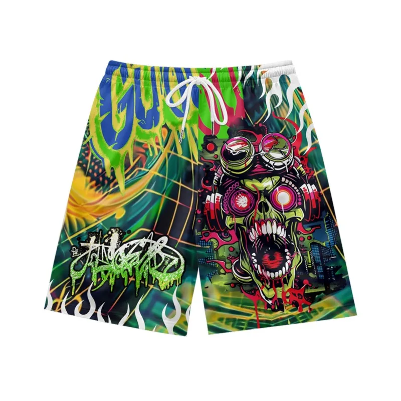 

Мужские дышащие быстросохнущие шорты с принтом черепа пилота, повседневные спортивные шорты из полиэстера для мужчин