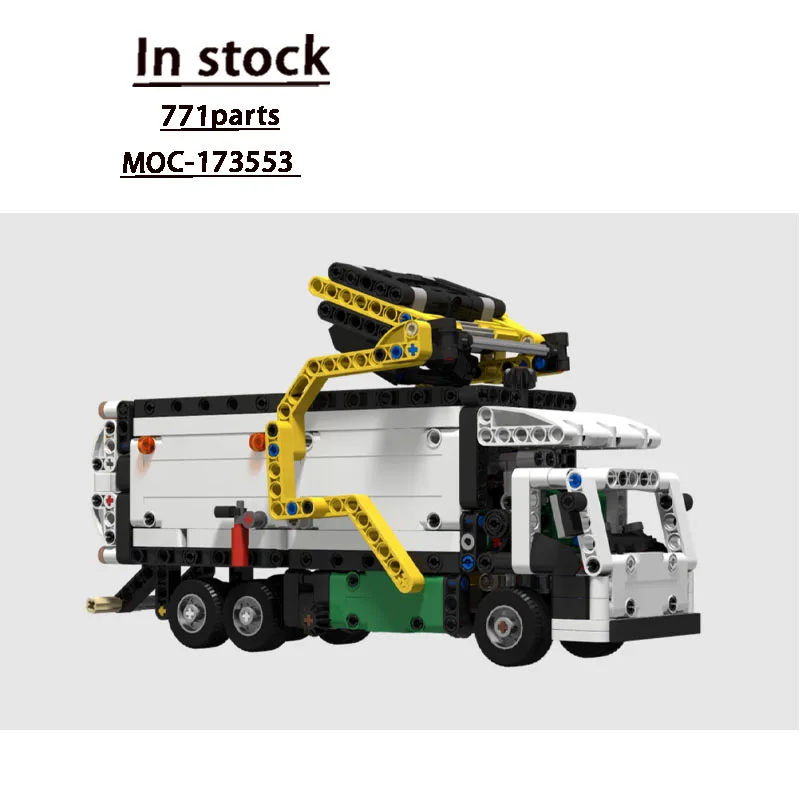 

MOC-173553 City Street Sanitation Garbage Cleaning Vehicle Building Block Model, 771 Parts, Boys' Children's Birthday Toy Gift