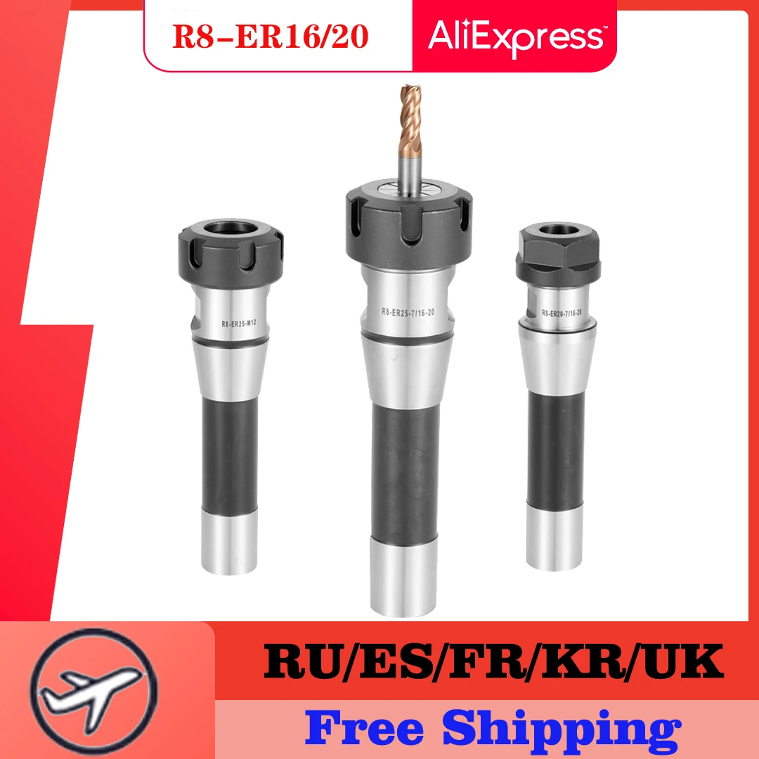 

Держатель инструмента R8 ER ER16 ER20 ER25 ER32 ER40, фрезерный станок с ЧПУ, держатель инструмента R8, Фрезерный патрон с коническим хвостовиком, револьверный фрезерный станок