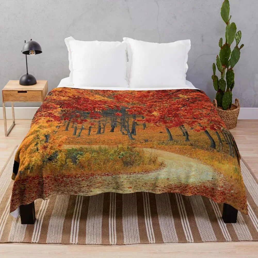 

Red Orange Fall Autumn Throw Blanket Bed Fashionable Thin Furrys Blankets