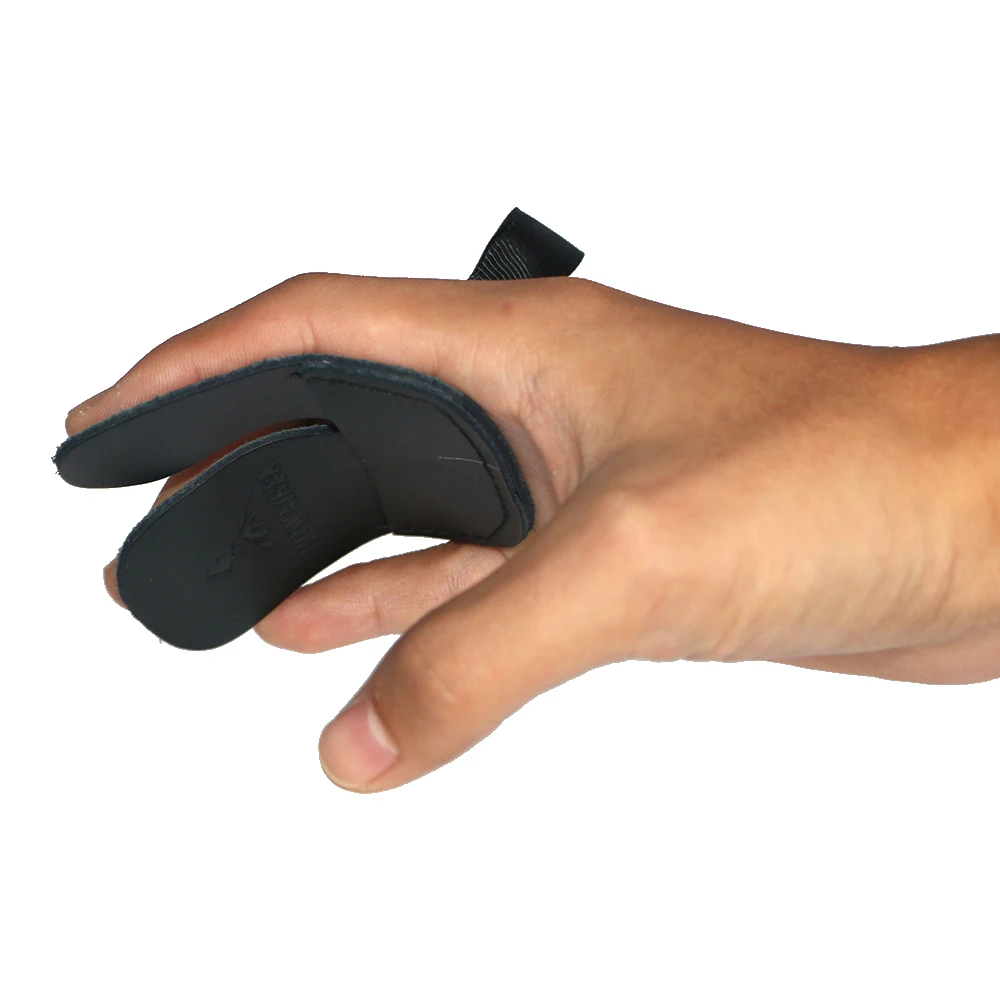 Black Professional Archery Finger Protector Glove Leather Finger Guard for Right Hand Bow Arrow Shooting