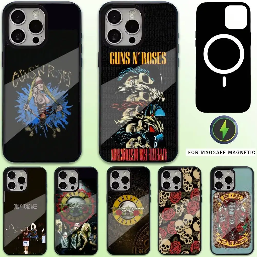 

G-Guns N Roses Band Phone Case For iPhone17,16,15,14,13,12,11 Plus,Pro Max Magnetic For Magsafe Wireless Charging