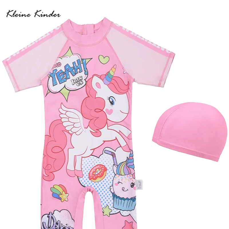 

Girls' Long Sleeve One Piece Swimsuit UPF50+ UV Protection Toddler Baby Swimsuit Girl Cartoon Unicorn Rash Guard Bathing Suit