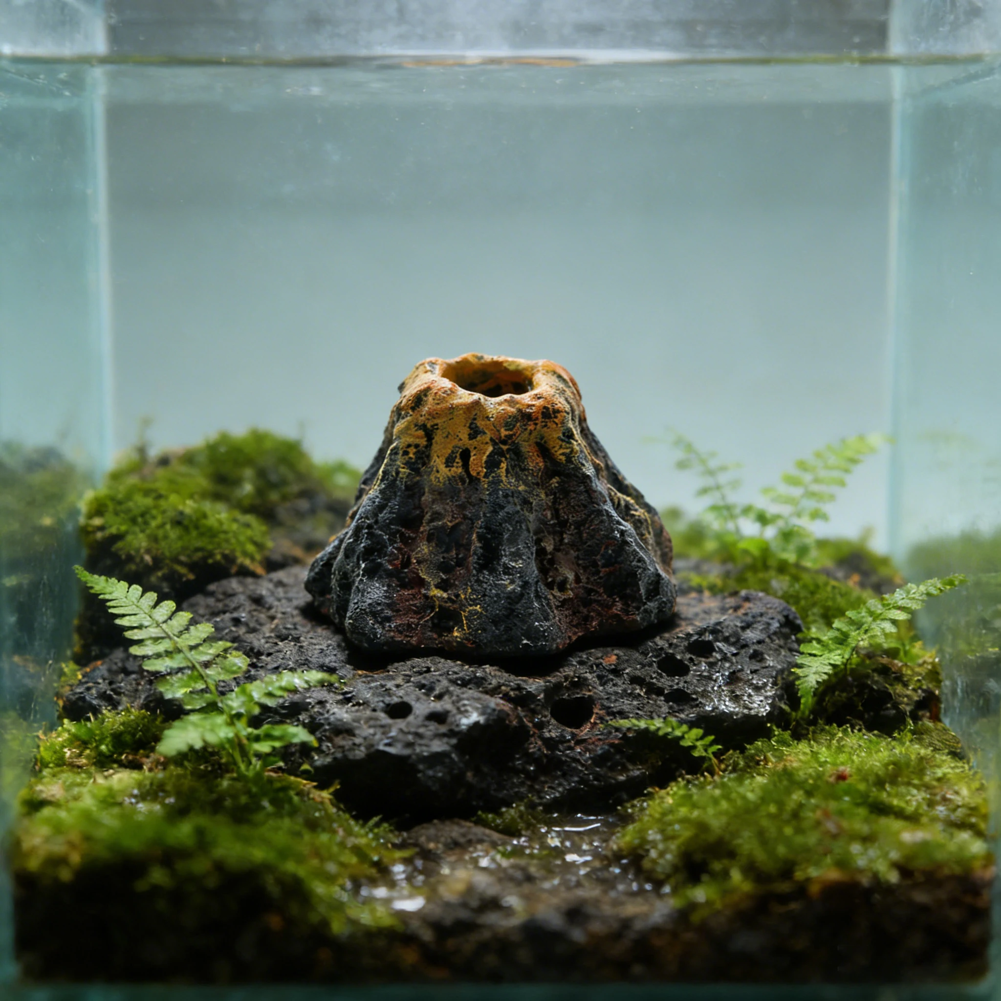 Aquarium Vulkan Dekor Blase Stein Landschaft Steingarten Ornament, die an Luftpumpe für Aquarium Blasen verbindet