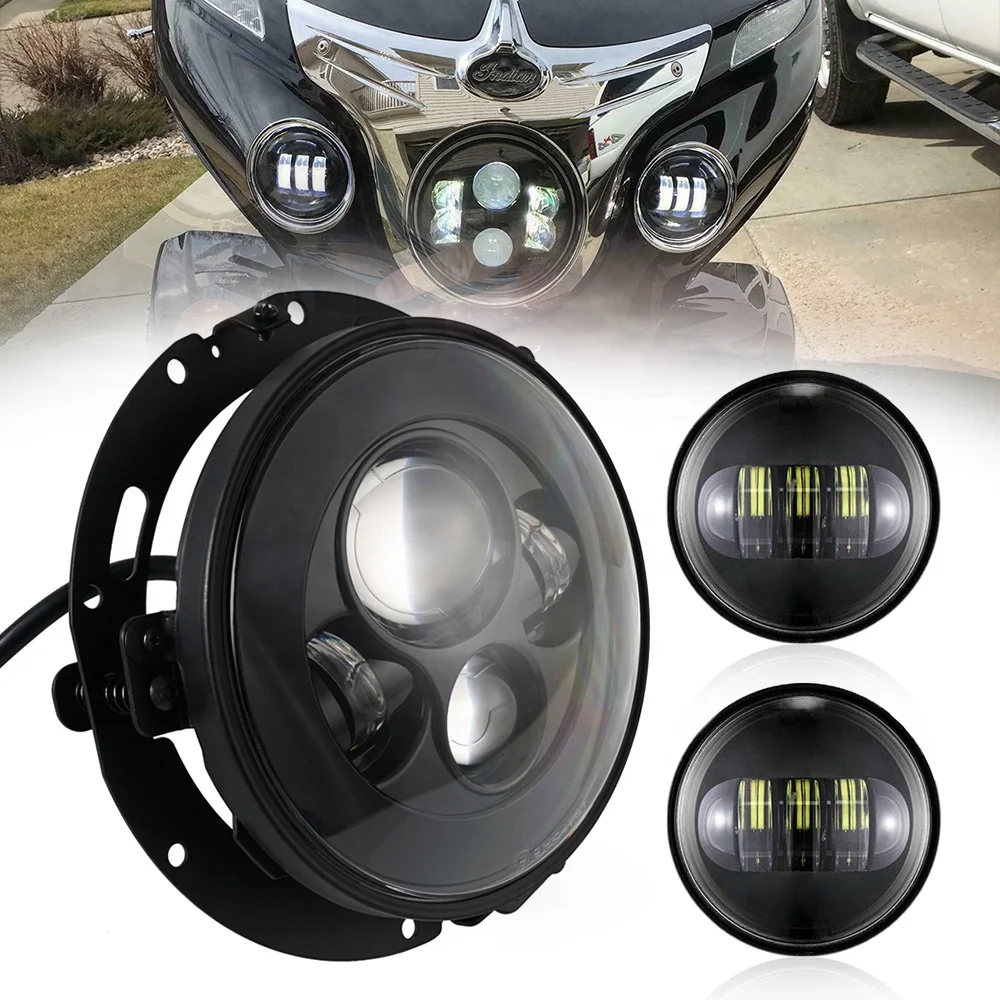 

Bevinsee 4.5" Fog Lights Passing Spot Lamp Motorcycle 7" LED Headlights For Harley Davidson