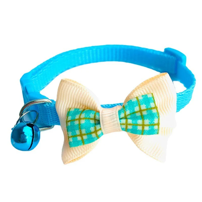 Collar de pajarita a cuadros para gatos y perros con campana, elegante Collar para mascotas para perros y gatos