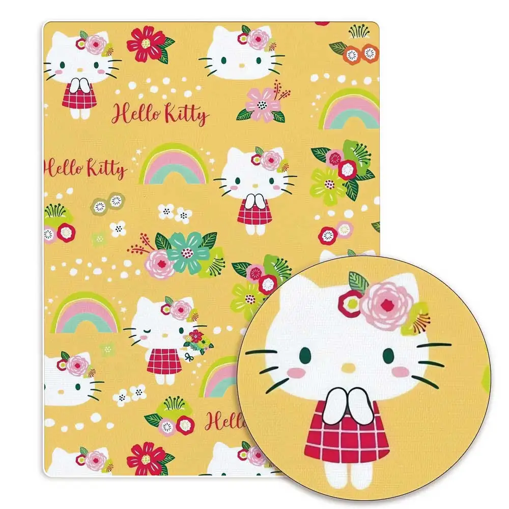 Хлопчатобумажная Ткань Hello Kitty 140x50 см с мультяшным рисунком, ткань в стиле пэчворк, детский домашний текстиль, шитье для кукольного платья, занавеска, ткань из полиэстера и хлопка