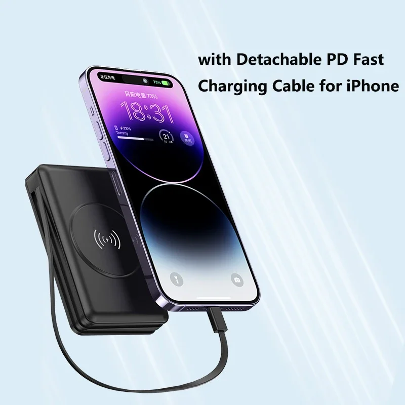 

20000mAh Magnetic Wireless Power Bank for Travel Plug Wall Charger Powerbank for iPhone 15 Xiaomi Samsung Huawei Spare Battery