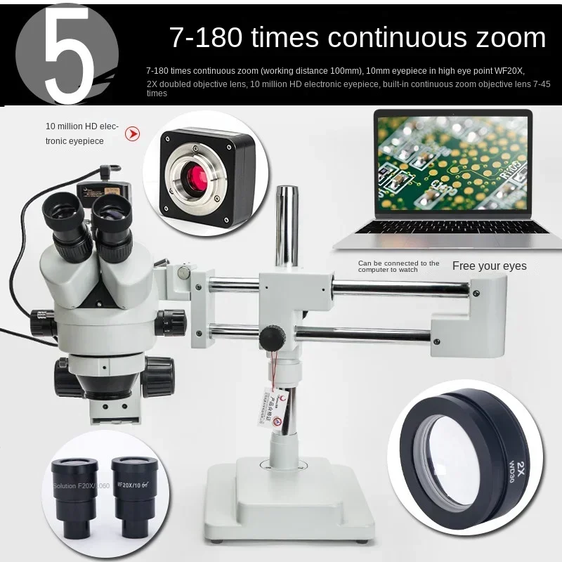 

New XTL165 Three Eyes Universal Support Stereo Microscope Double Rod Surgery Practice Mobile Phone Maintenance
