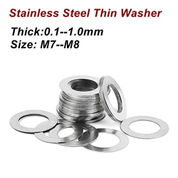 M7--M8 Stainless steel Flat Washer High precision Adjusting gasket Ultra thin shim Thickness 0.1 0.2 0.3 0.5 1mm