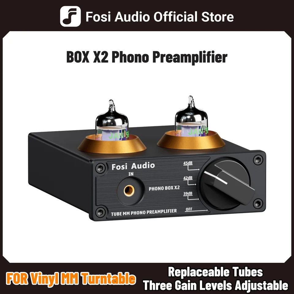 Fosi Audio BOX X2 Phono Preamp 6A2 Tube Amplifier
