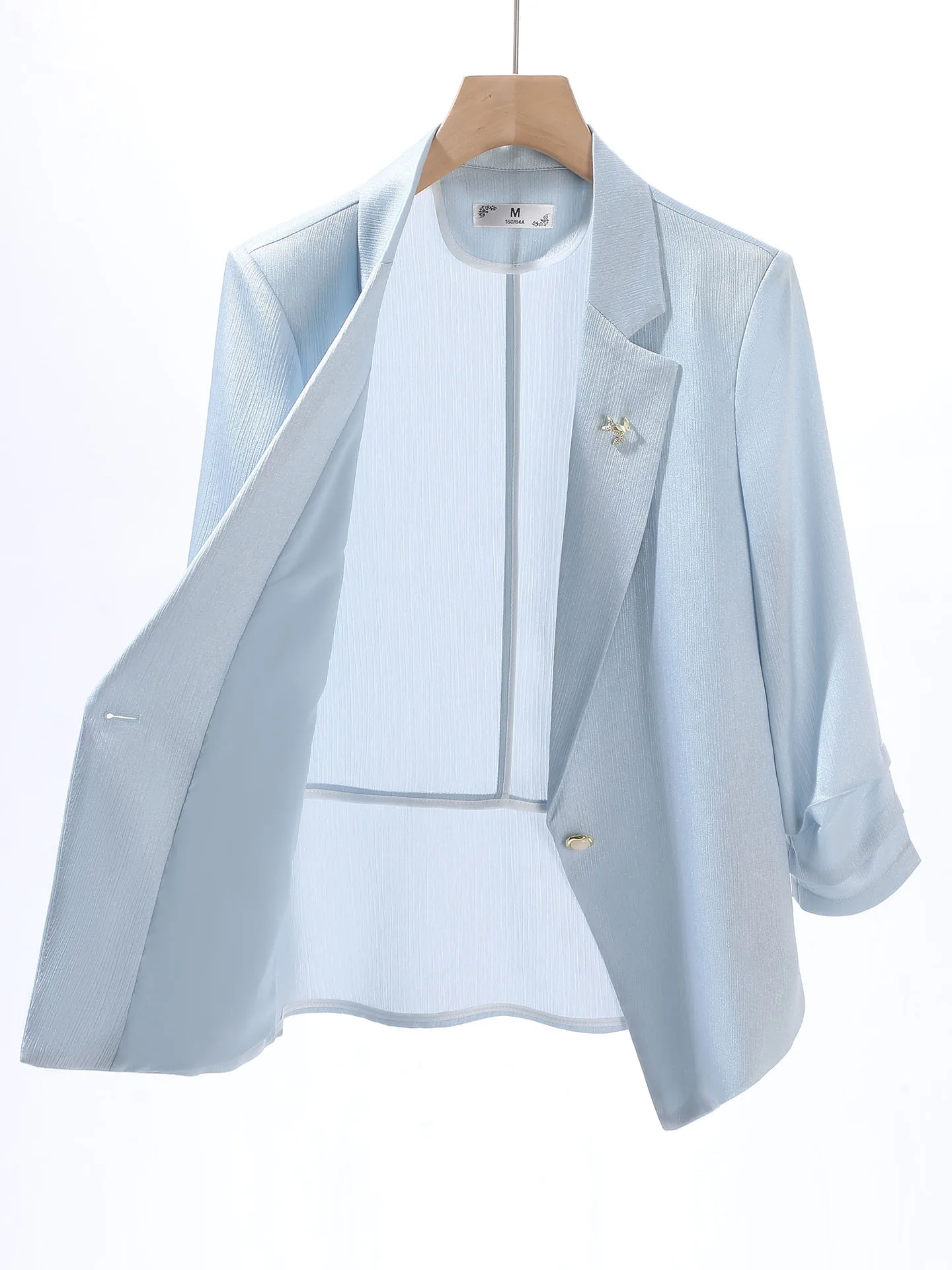 Slim Fit Casual Style Three-Quarter Sleeve Women's Suit Jacket Fashionable Lightweight Commute Appropriate Polyester Fiber