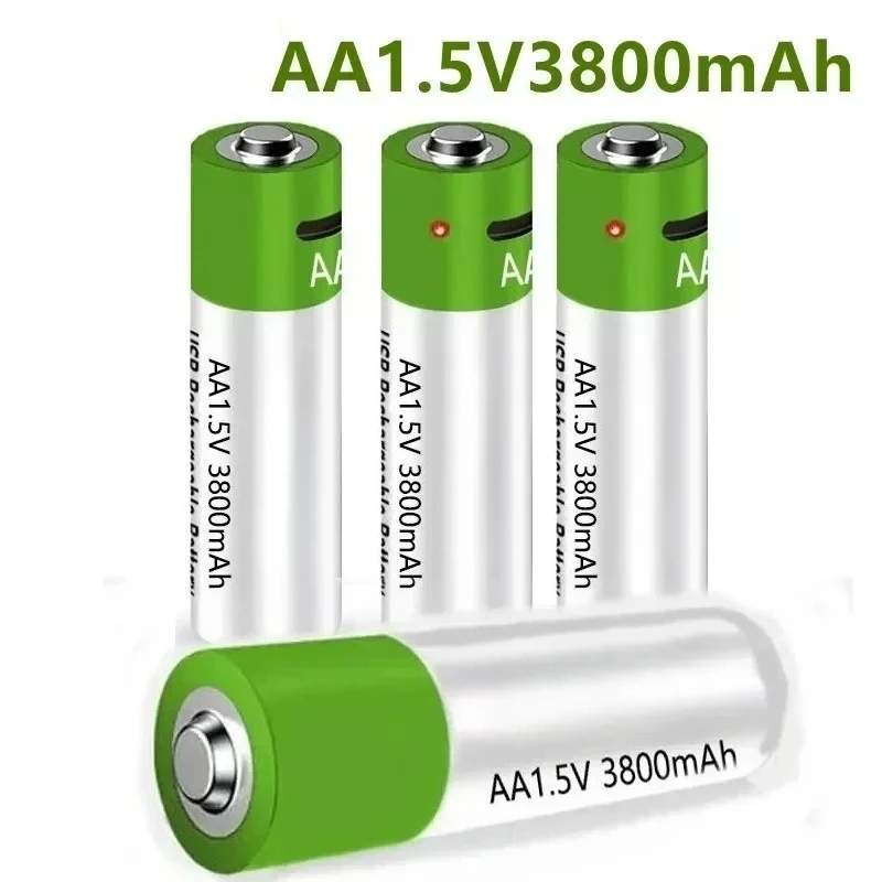 Fast Charging 1.5V AA Lithium Ion Battery with 3800mah Capacity and USB Rechargeable Lithium USB Battery for Toy Keyboard