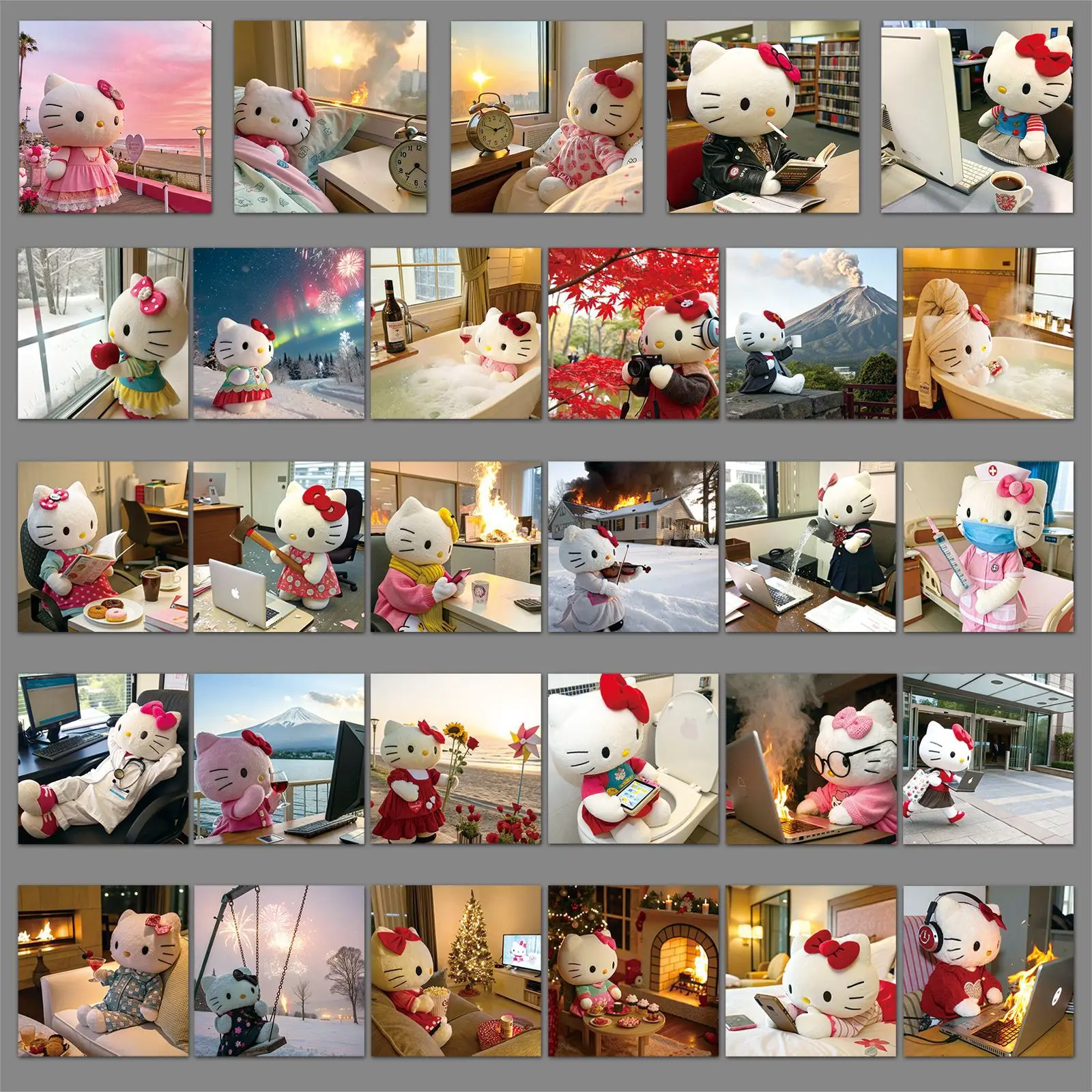 54 шт., наклейка «Hello Kitty», повседневная милая забавная мультяшная наклейка с граффити, персонализированная креативная наклейка «сделай сам», шкаф для холодильника, настольного скутера