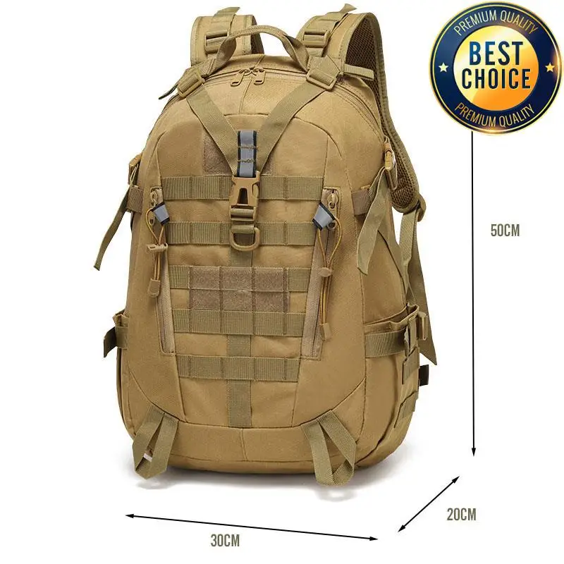 40L Tactical Reflective Backpack Outdoor Molle Camouflage Rucksack  Assault Bag Hiking Camping Hunting Travel Riding Knapsack