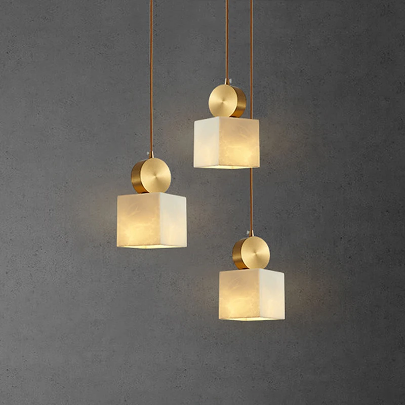 

Spanish Natural Marble Led Pendant Lamps Luxurious Gold Home Decoration Chandelier Modern Restaurant Fashion Bedroom Droplight