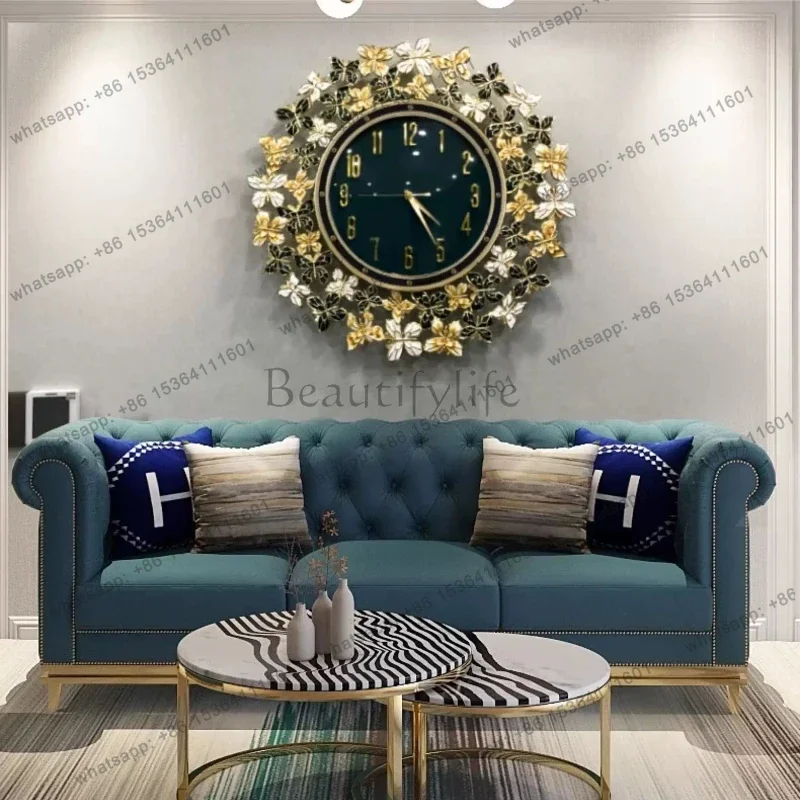 LJY Premium Gold Wall Clock Unique Elegant Round Nordic Modern Digital Clock Living Room Design Orologio Da Parete Home Decor It