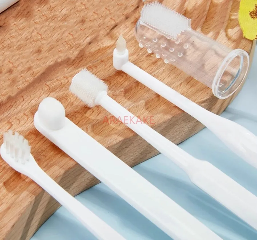 1set Cat  Dog Toothbrush Kit, Suitable for All Cats and Dogs Dental Care. White, Soft Bristles, Meet All Cleaning Needs