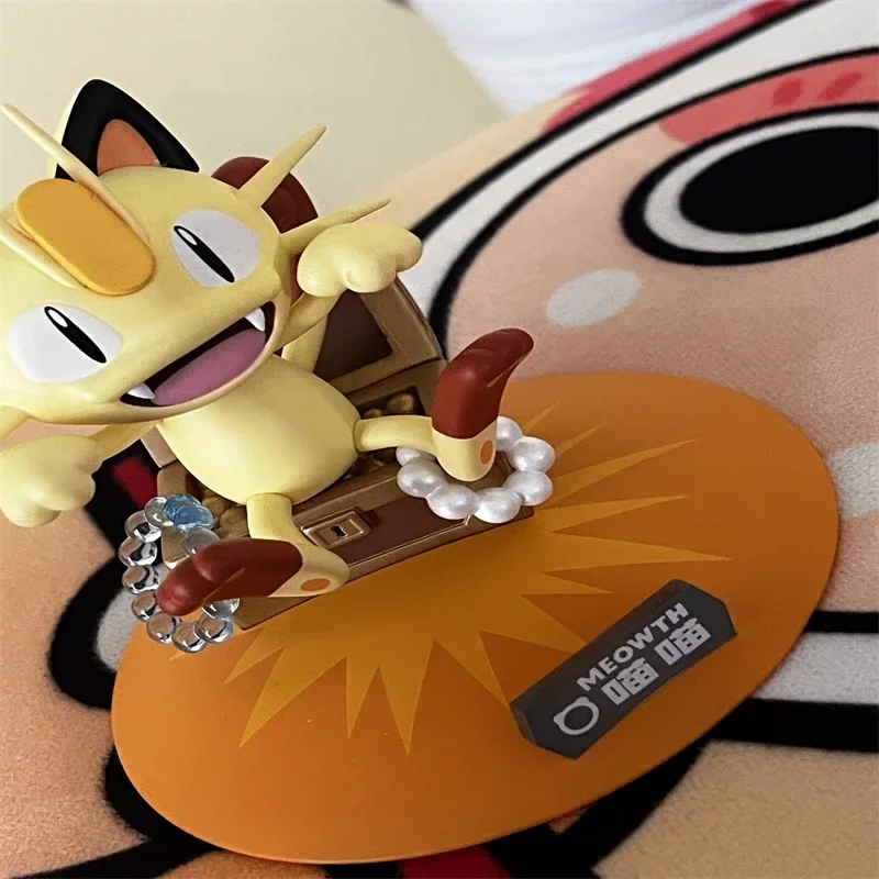 Funism Pokemon Meowth 9.2cm Small Size Handmade Doll Pvc Official Genuine Peripheral Desktop   Decor Collectible Model Gift Toy