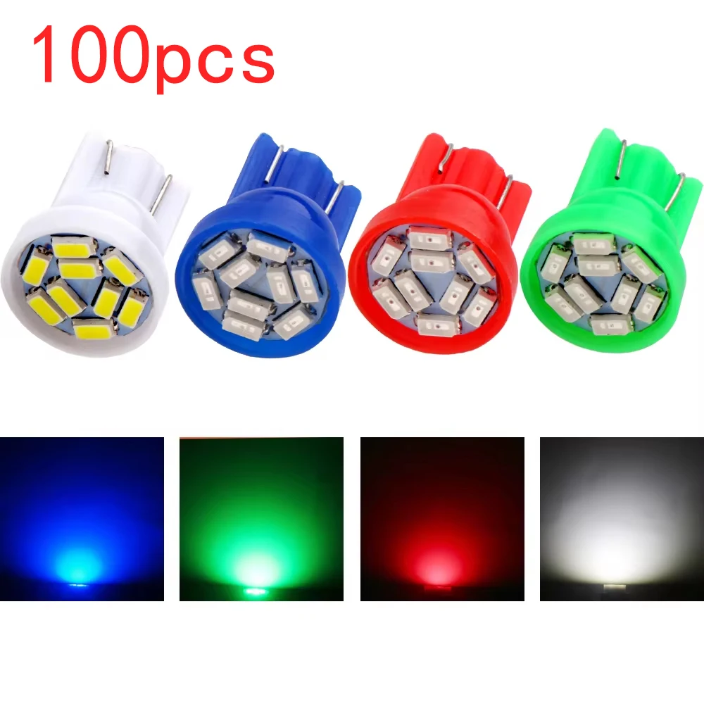 

100pcs T10 W5W LED Bulb T10 LED 1206 9 SMD Car Interior Light 194 168 1206 Led Auto Wedge Lighting 12V Tail Light