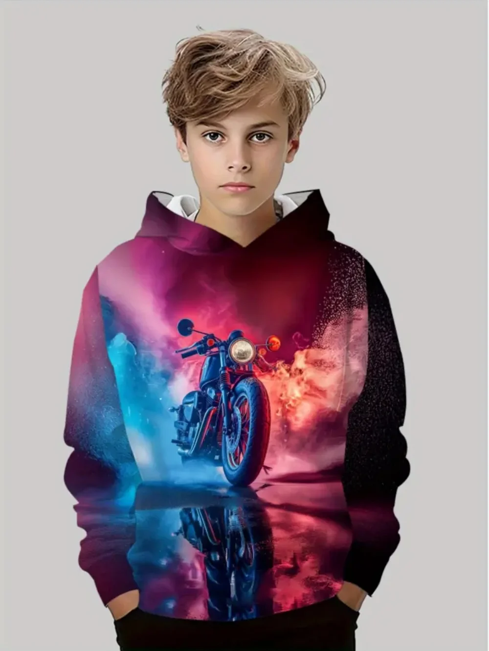 

Мотоциклетные толстовки с принтом для мотокросса для мальчиков, новая мода, спортивные толстовки с длинными рукавами 3D, пуловер с капюшоном, детская одежда