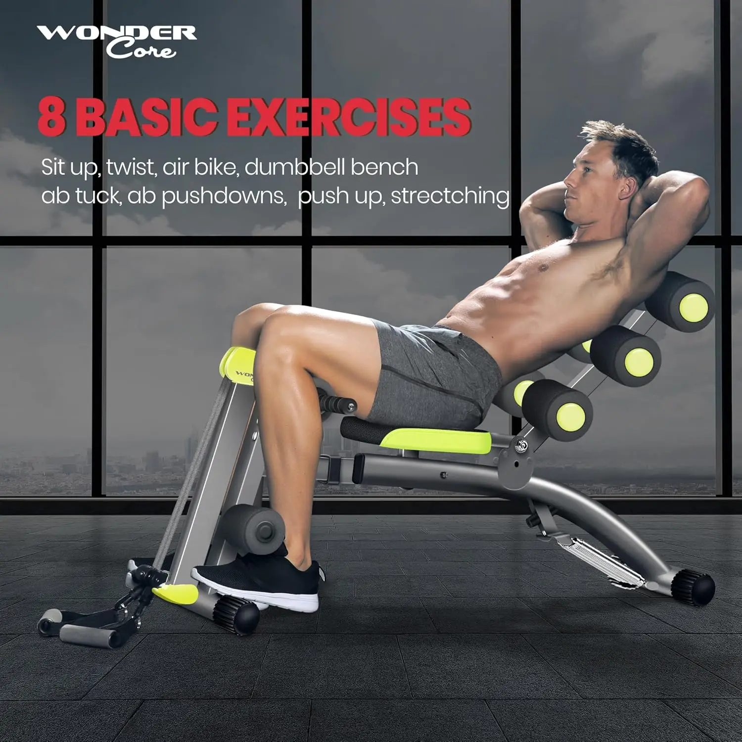 2 إجمالي آلة الصالة الرياضية Ab معدات تجريب آلة Ab قابل للتعديل لتمرين المعدة معدات تمرين الجلوس للتدريبات المنزلية أ