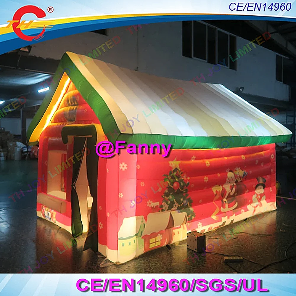 

led lighting santa grotto Inflatable Christmas Santa House for sale, 4x3m cheap Inflatable Xmas house for Decoration rental