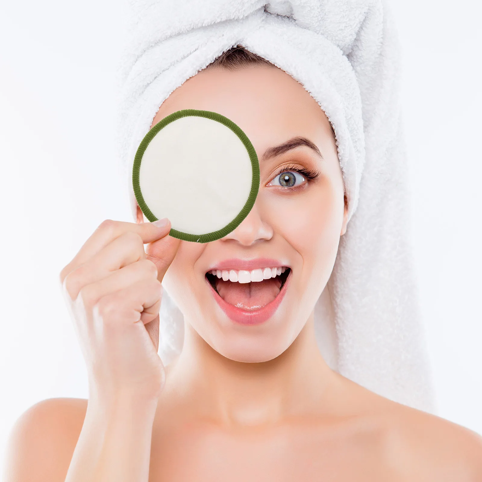 1 set Makeup Remover Bamboo Fiber Pads Sponge Cleansing Wipes Face Makeup Remove Pad Pad Travel Home Use Exfoliating Storage Bag