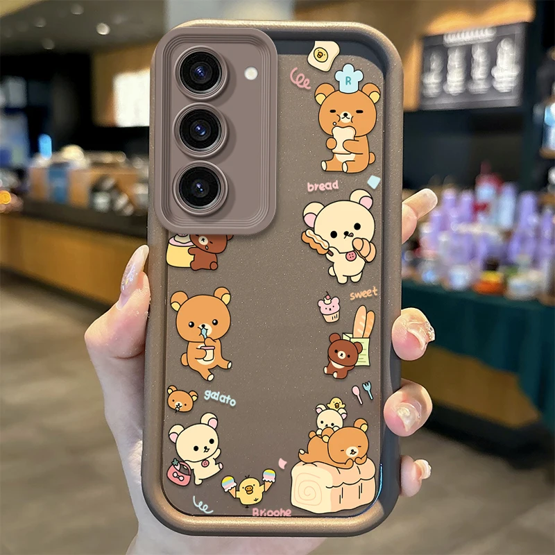 Sarung ponsel kartun Rilakkuma lucu, pelindung silikon untuk Samsung Galaxy A36 A35 A34 A33 A32 5G A31 A30 A24 A23 A22 A16 A12 A50S M55