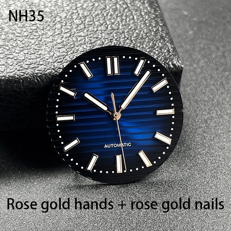 30.5mm Grooved Dial with Green Luminous - Watch Modification Parts Hands & Dial Set Perfectly Compatible with NH35 Automatic Mov
