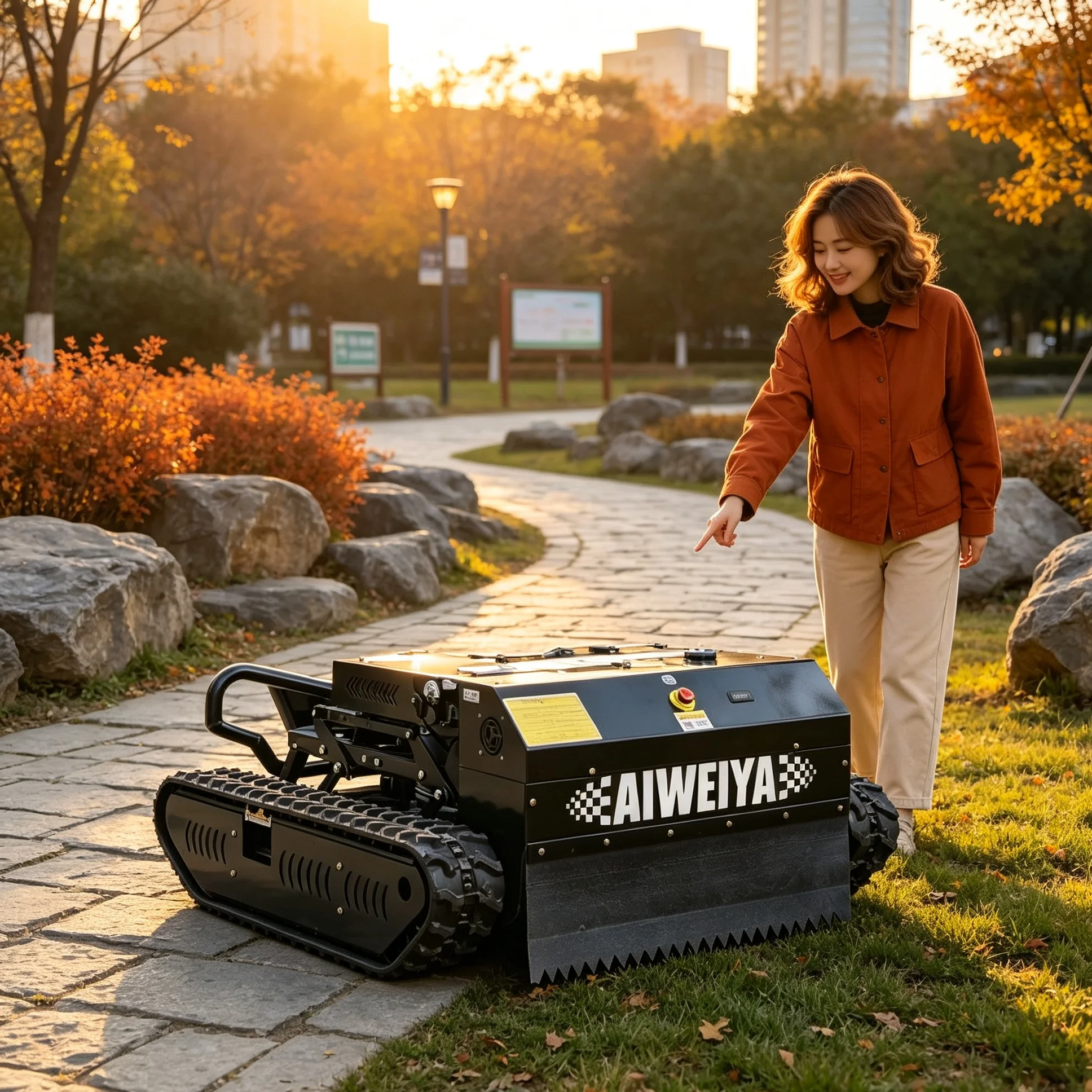 Customized Black 900 Self propelled remote control Remote‑Control Crawler Mower,4‑stroke engine Mulching Brush Cutter Hillside