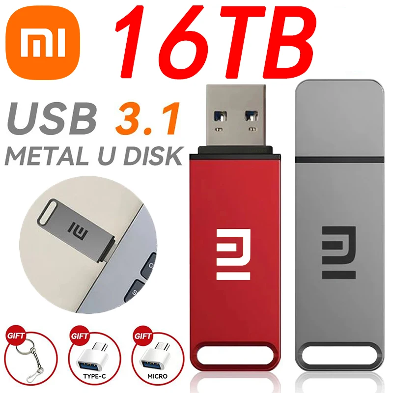 Xiaomi Original Pen Drive 16TB USB 3.0 Flash Metal Drive 8TB Large Capacity High-Speed Transfer Storage Waterproof Memory U Disk