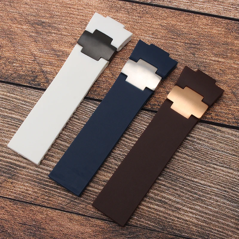 25x12 مللي متر محدب سيليكون المطاط حزام ل أوليس ناردين مارين 1183/1186/1283 أزرق أسود الغوص حزام ساعة مطاطي اكسسوارات