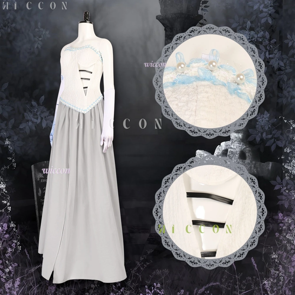 Halloween cadáver mascarada novia vestido de novia vestido Emily Victor Victoria pareja Cosplay gótico Zombie fantasma disfraz aterrador peluca