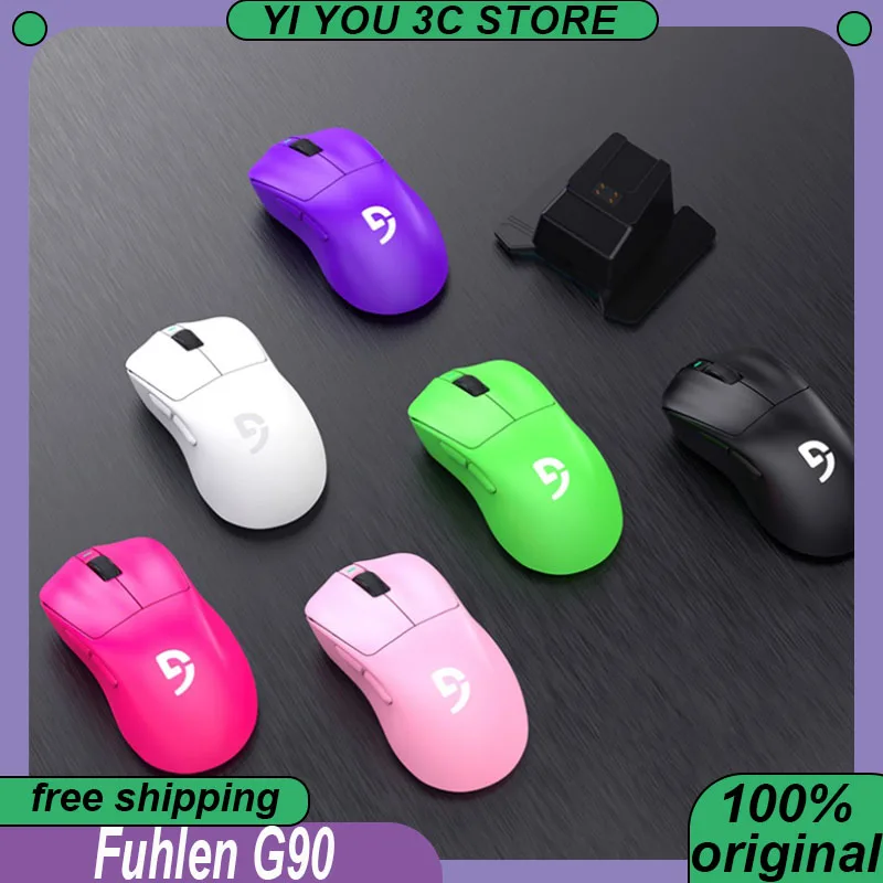 

Игровая мышь Fuhlen G90, беспроводная, трехрежимная, легкая, PAW3395, оптическая, Micro NearLink, 26000 точек на дюйм, ПК, киберспортивная мышь