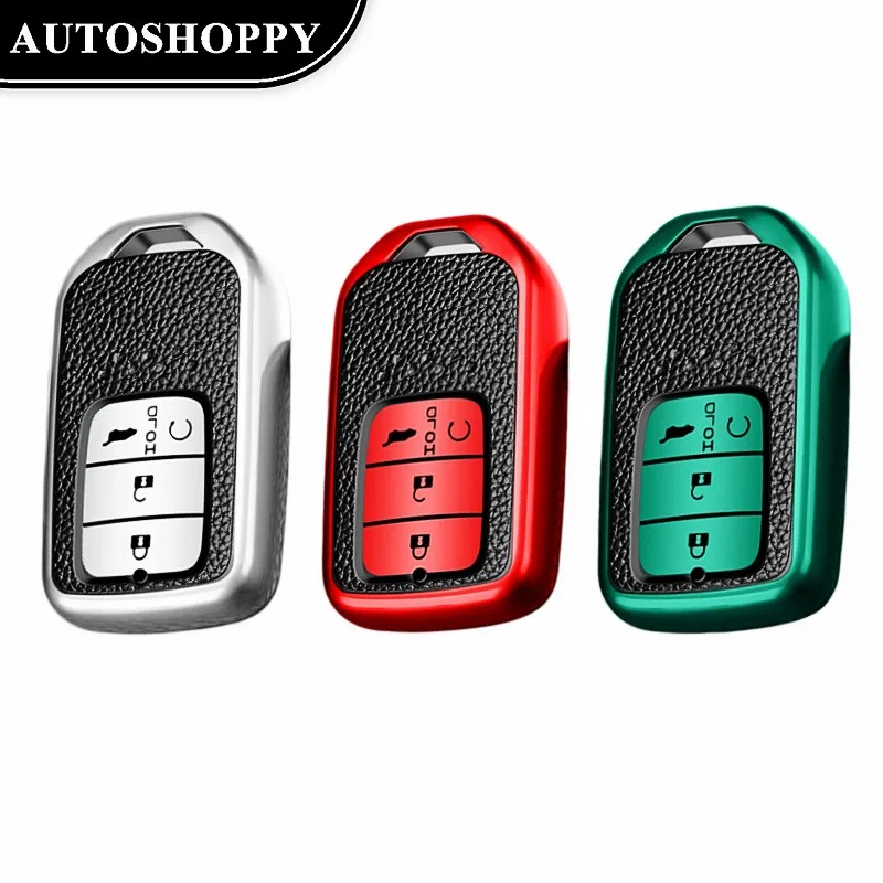 

Leather TPU 234 Button Key Cover Case Shell for Honda Accord Civic City Crider CRV CR-V Jade XR-V HRV Odyssey Vezel Accessories