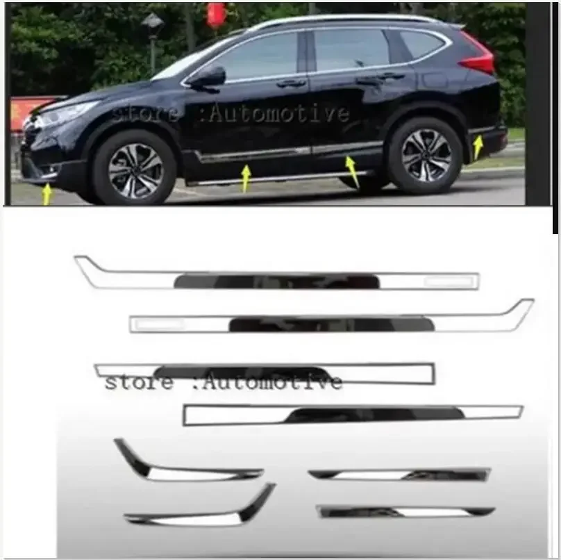 STAINLESS STEEL SIDE DOOR BODY MOLDING TRIM COVER LINE GARNISH STICKER ACCESSORIES 8PCS/SET FOR HONDA CRV CR-V 2017 2018 2019