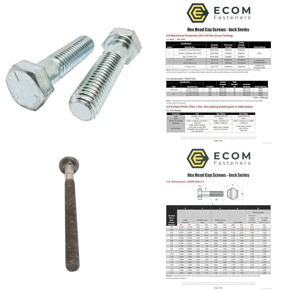 

Винты с шестигранной головкой из оцинкованной стали класса 5, 5/16-18 x 4 дюйма, грубая резьба, частичная резьба, упаковка из 50 шт.